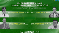 unbk Kepala Dinas P&K NTT, Ambrosius Kodo, S.Sos., M.M saat mengikuit Evaluasi Seleksi Nasional Berdasarkan Prestasi (SNBP) dan Sosialisasi SNBT 2026 bersama Universitas Nusa Cendana (Undana) yang berlangsung secara daring, Jumat (1/4/2026).