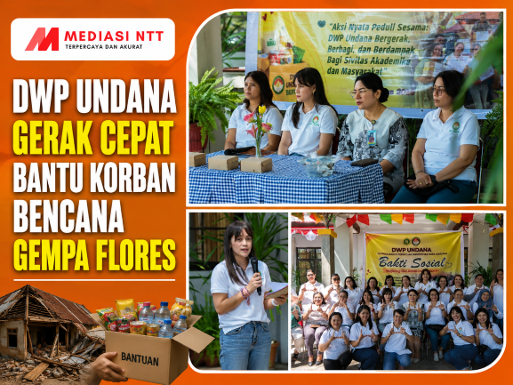 Dharma Wanita Persatuan Universitas Nusa Cendana (DWP Undana) menggelar aksi bakti sosial berskala luas untuk menyalurkan ratusan paket bantuan logistik dan kebutuhan pokok termasuk untuk korban bencana gempa di Pulau Florespada Jumat (28/8/2026) pagi.