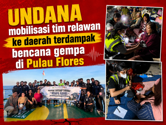 Tim Emergency Medical Team dari Tim Bantuan Medis Fakultas Kedokteran dan Kedokteran Hewan Universitas Nusa Cendana (TBM FKKH Undana) untuk melayani ratusan pengungsi dan warga terdampak gempa bumi Flores di Kabupaten Nagekeo.