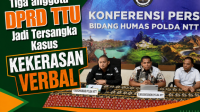 Dirreskrimum Polda NTT Kombes Pol. Ricardo Condrat Yusuf, S.H., S.I.K., M.H. didampingi Kabidhumas Polda NTT Kombes Pol. Henry Novika Chandra, S.I.K., M.H. serta PS Kabagwassidik Kompol Edy di Mapolda NTT, Jumat (28/8/2026).