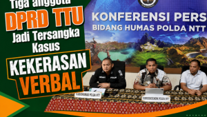 Dirreskrimum Polda NTT Kombes Pol. Ricardo Condrat Yusuf, S.H., S.I.K., M.H. didampingi Kabidhumas Polda NTT Kombes Pol. Henry Novika Chandra, S.I.K., M.H. serta PS Kabagwassidik Kompol Edy di Mapolda NTT, Jumat (28/8/2026).