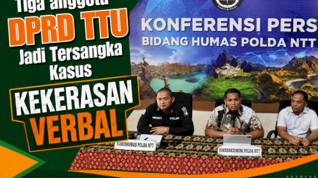 Dirreskrimum Polda NTT Kombes Pol. Ricardo Condrat Yusuf, S.H., S.I.K., M.H. didampingi Kabidhumas Polda NTT Kombes Pol. Henry Novika Chandra, S.I.K., M.H. serta PS Kabagwassidik Kompol Edy di Mapolda NTT, Jumat (28/8/2026).