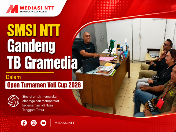 Panitia Pelaksana SMSI Cup I 2026 melakukan kunjungan silaturahmi ke TB Gramedia Kupang.