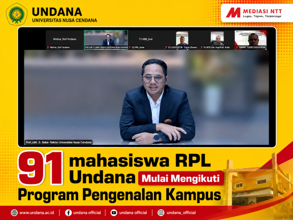 kata Rektor Undana, Prof. Dr. Ir. Jefri S. Bale, S.T., M.Eng.,dalam kegiatan pengenalan kehidupan kampus bagi Mahasiswa Baru (PKKMB) dan matrikulasi secara daring, Senin (31/8/2026).