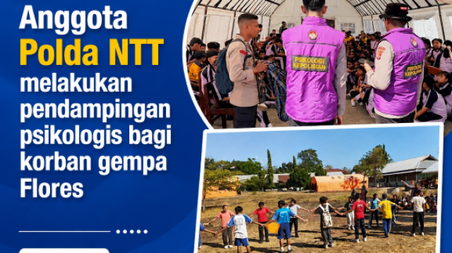 Pendampingan psikologi dan trauma healing yang digelar Tim Psikologi Biro SDM Polda NTT bersama Bag SDM Polres Sikka bagi para guru serta sekitar 600 siswa dan siswi SMPN 1 Maumere, Kamis (3/9/2026).