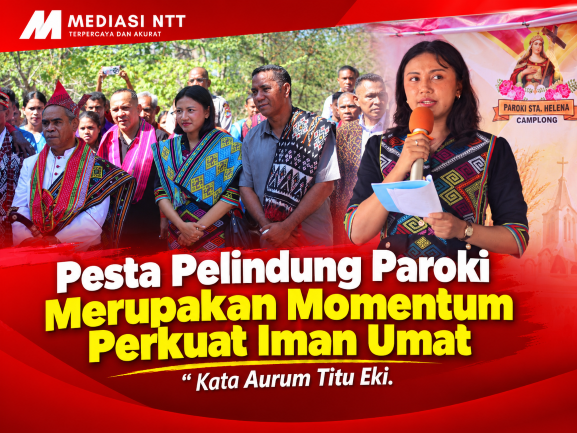 Wakil Bupati Kupang, Aurum Titu Eki saat menghadiri Perayaan Pesta Pelindung Paroki, Syukur Panen, serta Pelantikan Dewan Pastoral Paroki (DPP) Periode 2026–2030 di Paroki Santa Helena Lili-Camplong, Minggu (06/09/2026).